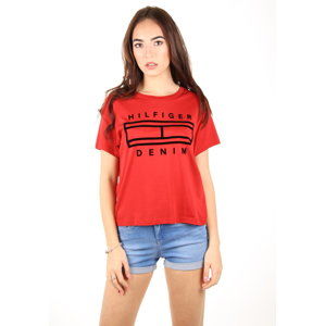 Tommy Hilfiger dámské červené tričko Basic - XXS (666)